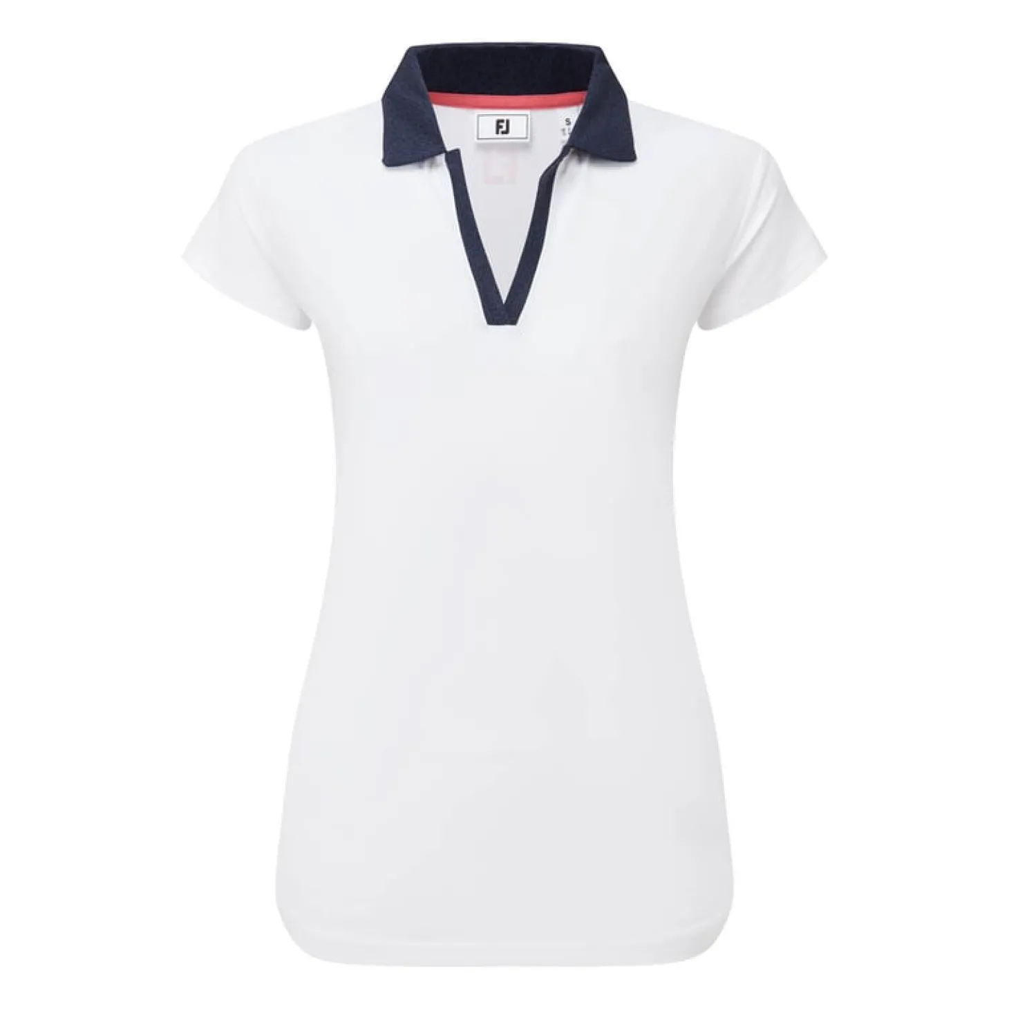 Cap Sleeve Print Trim Lisle Valkoinen