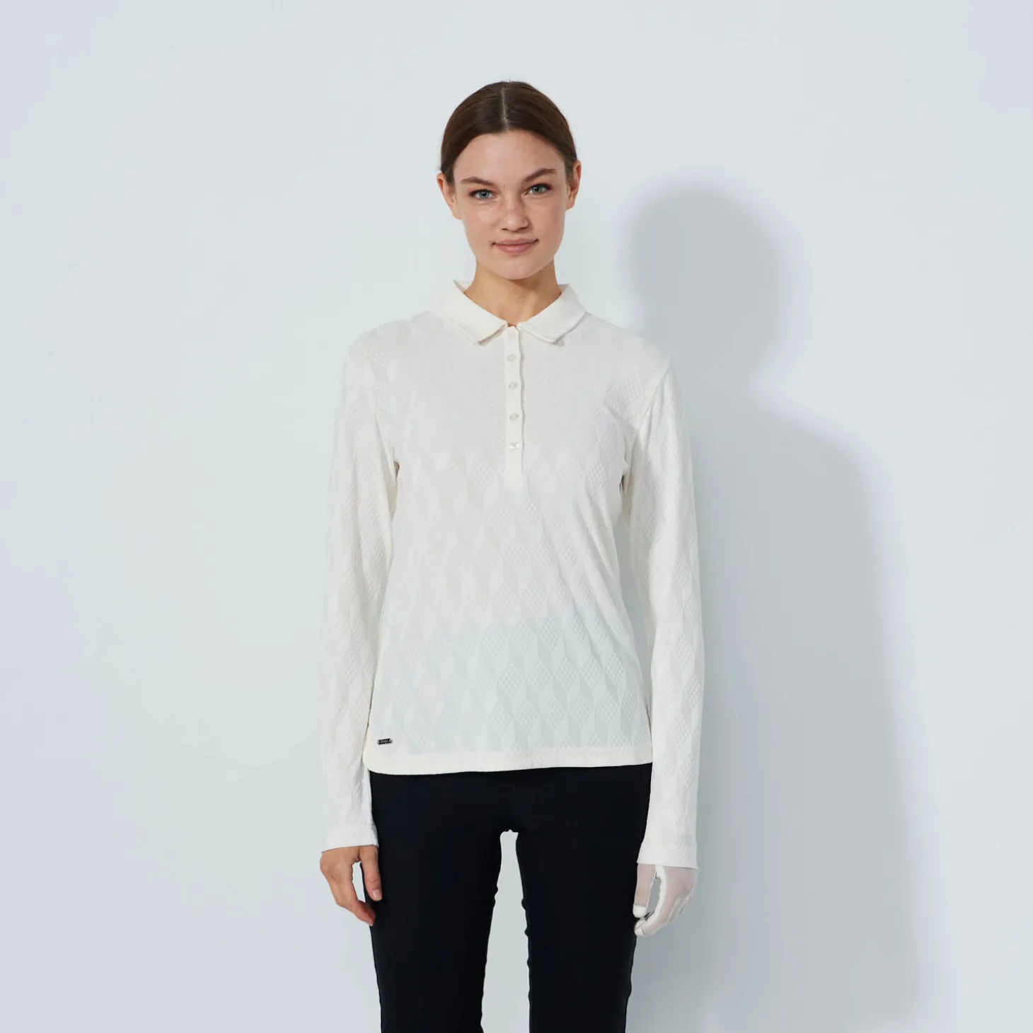 Graphic Jaquard Ls Poloshirt Valkoinen