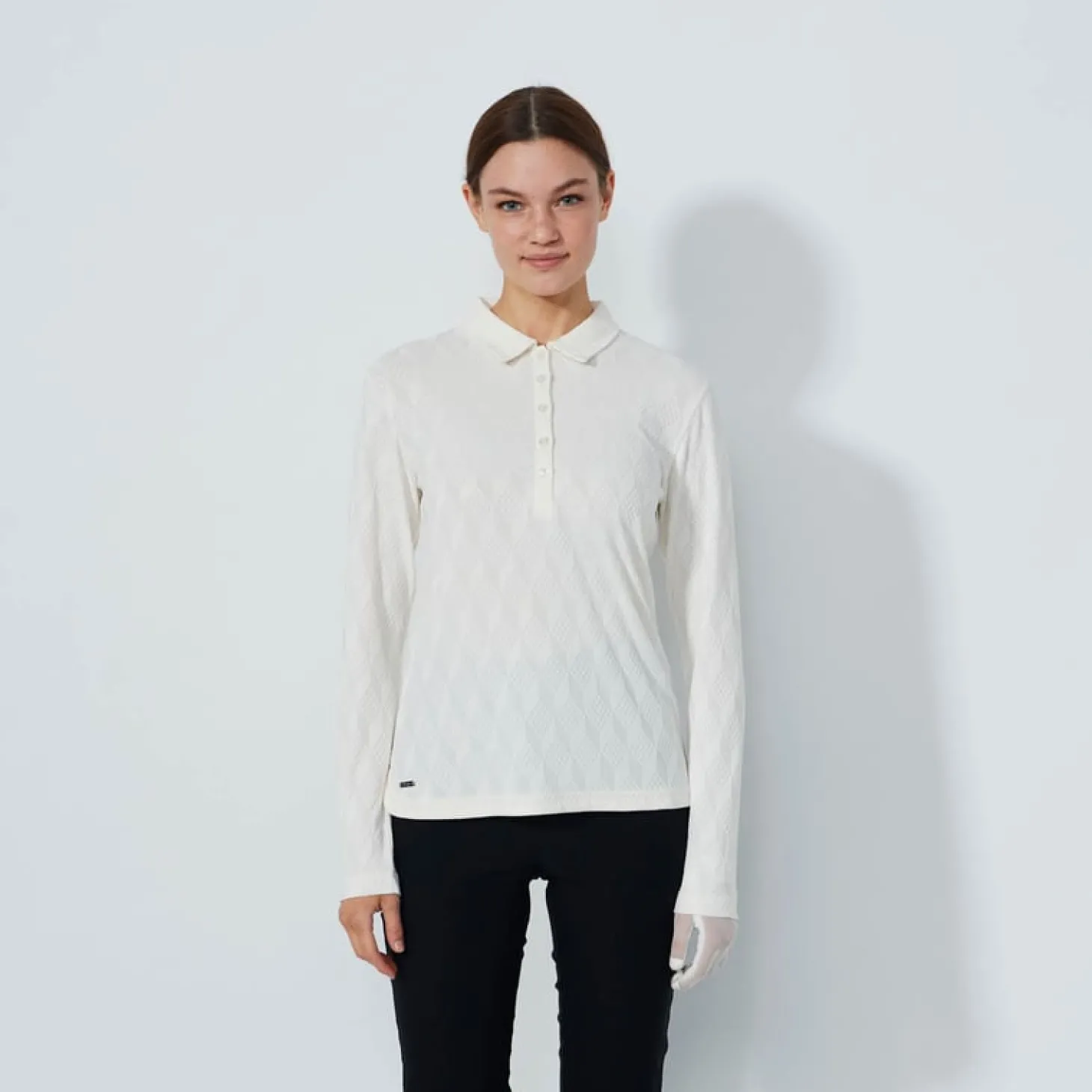 Graphic Jaquard Ls Poloshirt Valkoinen