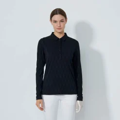 Graphic Jaquard Ls Poloshirt Musta
