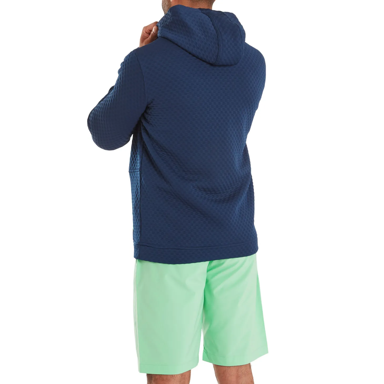 Textured Knit Hoodie Sininen