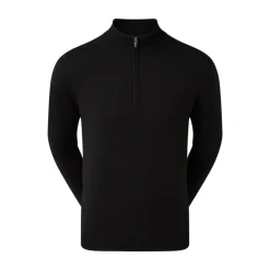 Wool Blend 1/2 Zip Lined Musta