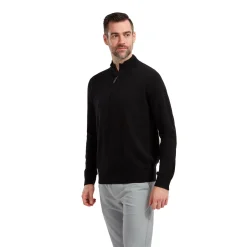 Wool Blend 1/2 Zip Musta
