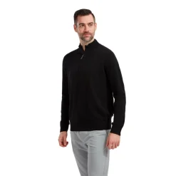 Wool Blend 1/2 Zip Musta