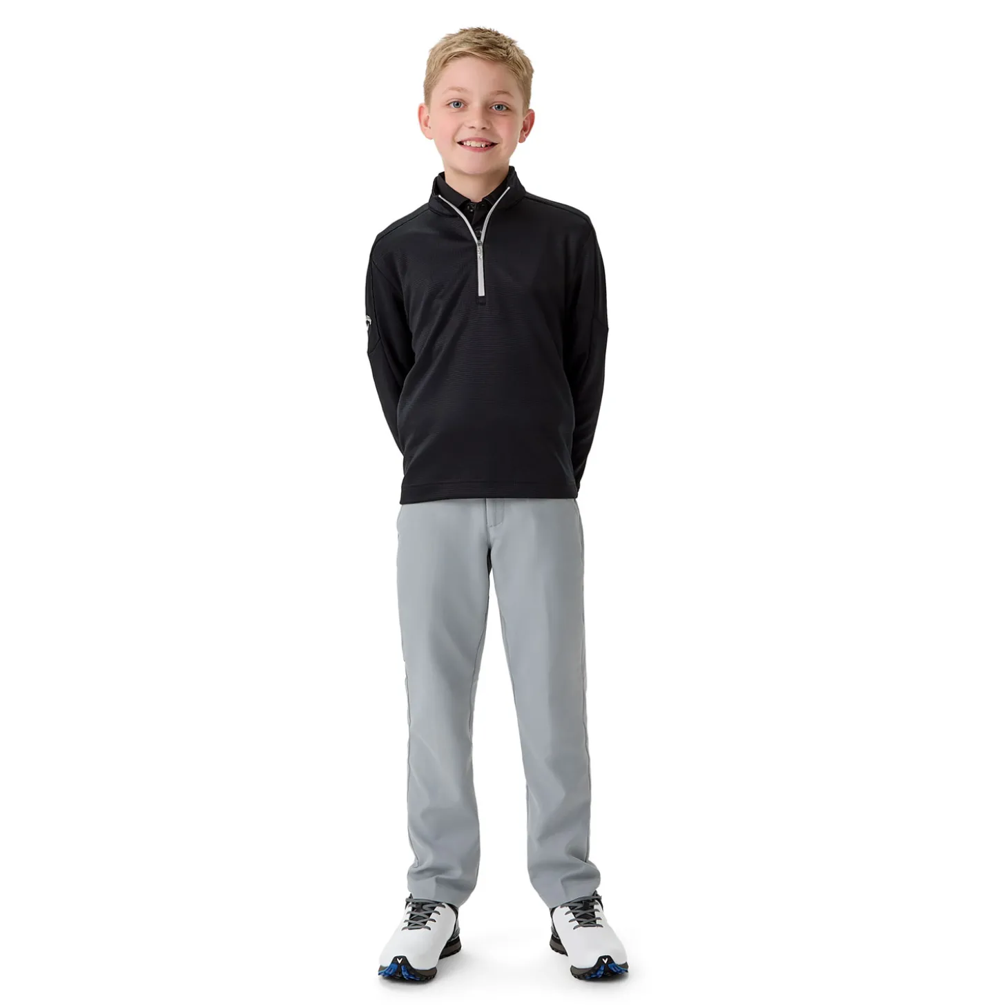 Youth Ls 1/4 Zip Hex Fleece Musta